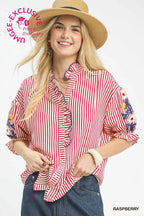 Pattern Play Ruffle Blouse