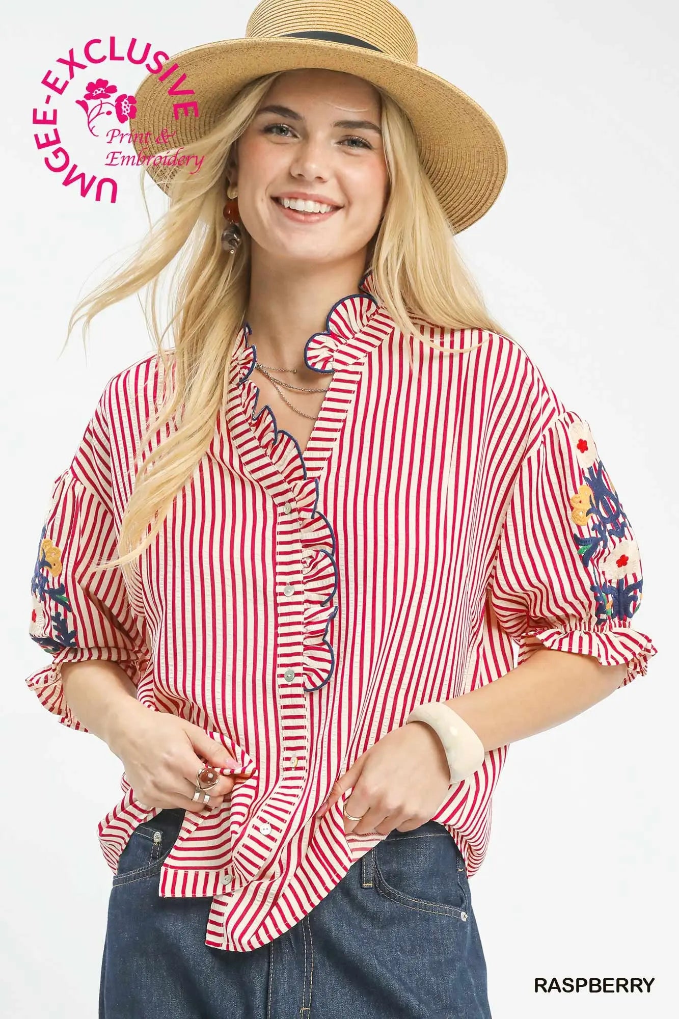 Pattern Play Ruffle Blouse