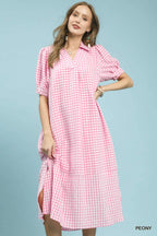 Penelope Peony Gingham Midi Dress