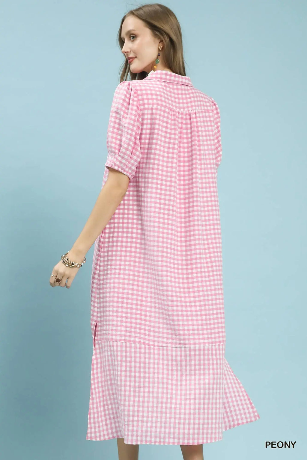 Penelope Peony Gingham Midi Dress