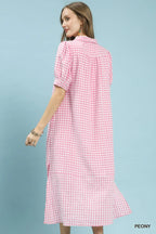 Penelope Peony Gingham Midi Dress