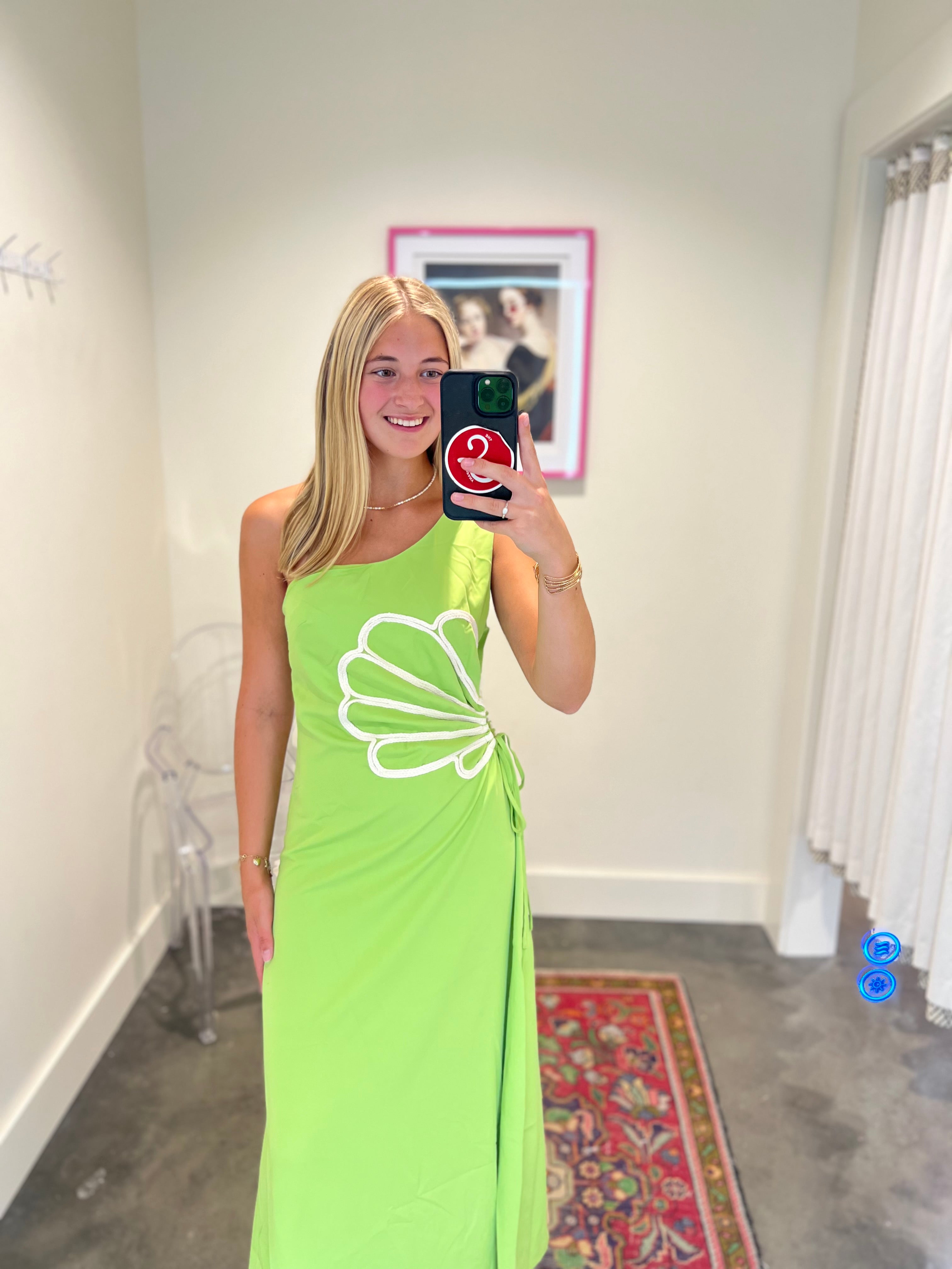 Virelle Petal Wave One-Shoulder Maxi Dress