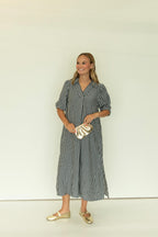 The Blakely Gingham Midi Dress in Black