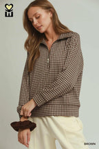 Gloria Gingham Half-Zip Pullover
