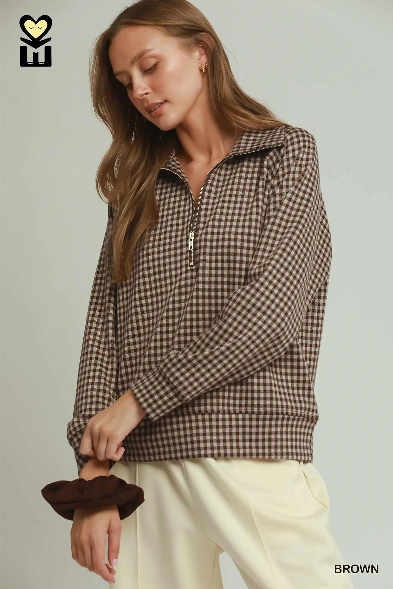 Gloria Gingham Half-Zip Pullover