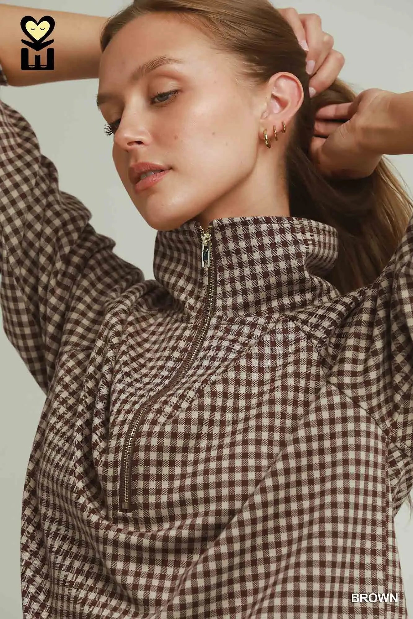 Gloria Gingham Half-Zip Pullover