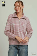 Gloria Gingham Half-Zip Pullover