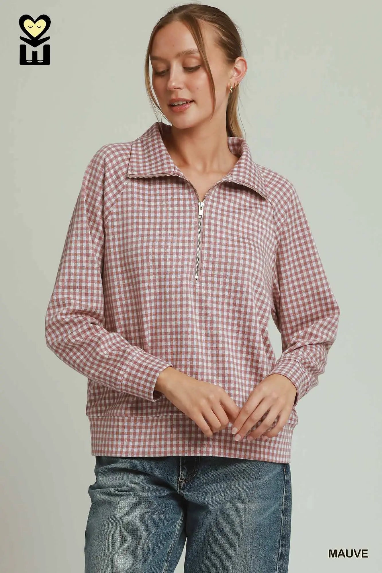 Gloria Gingham Half-Zip Pullover