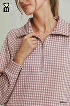 Gloria Gingham Half-Zip Pullover