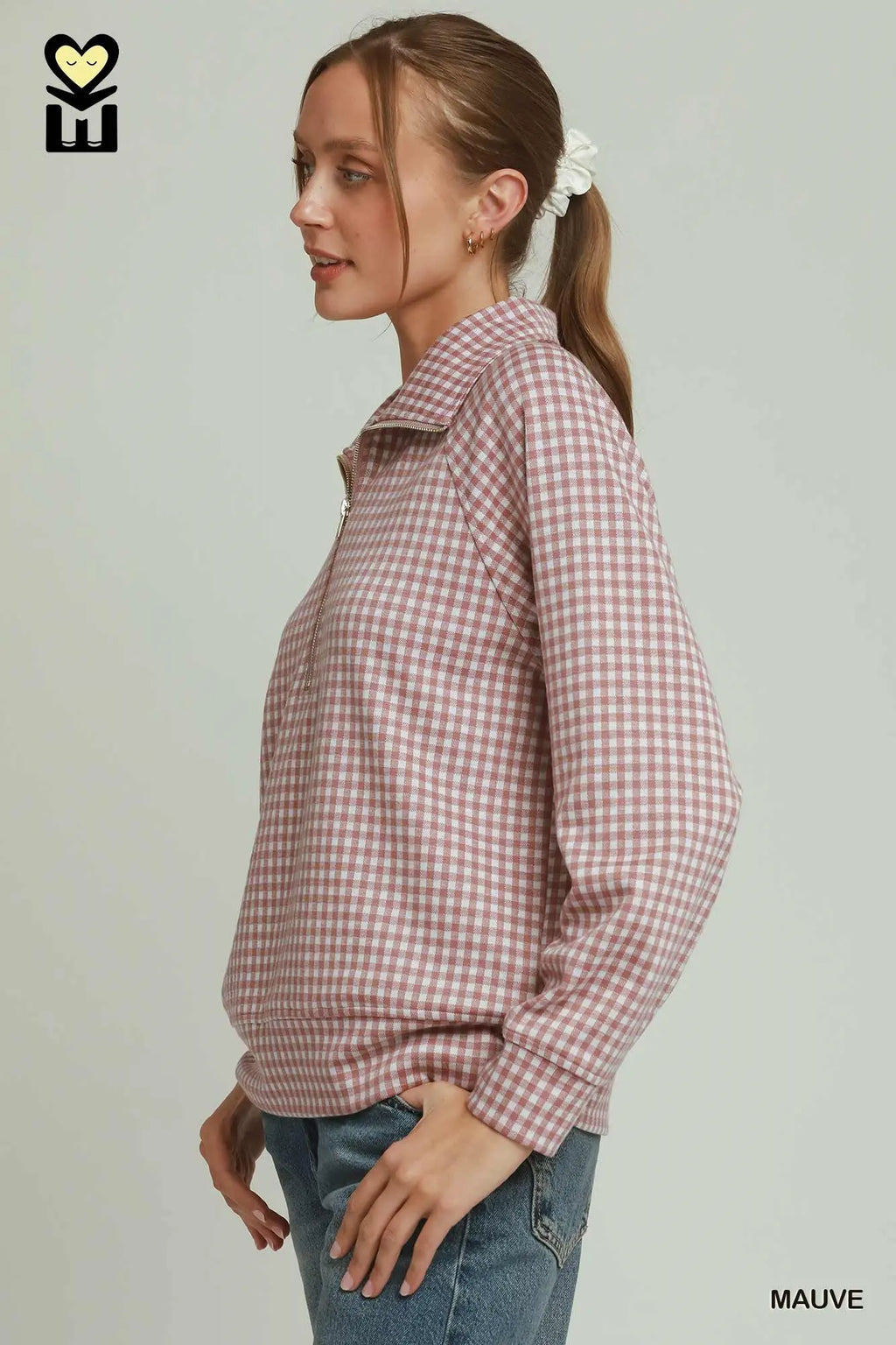 Gloria Gingham Half-Zip Pullover