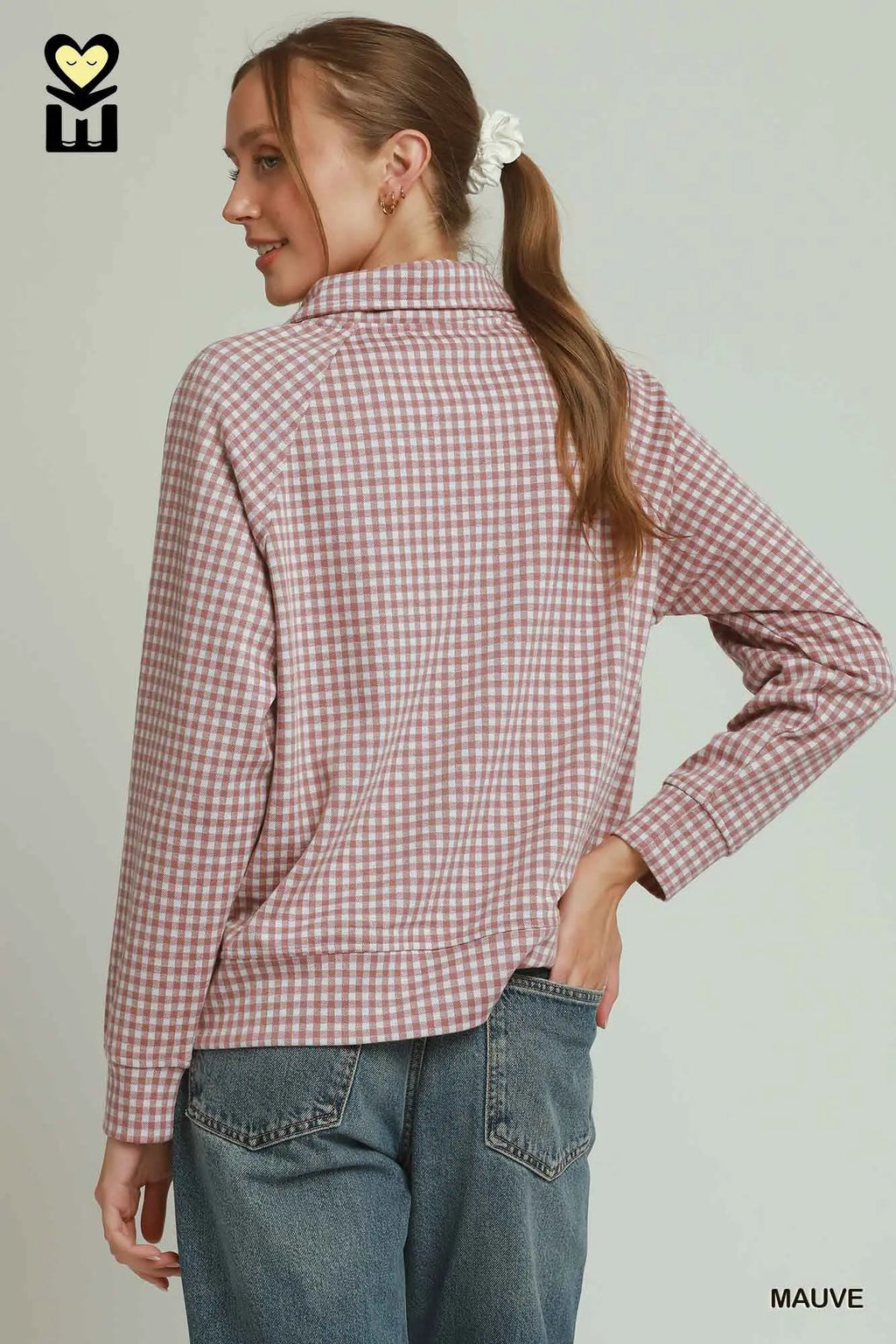 Gloria Gingham Half-Zip Pullover