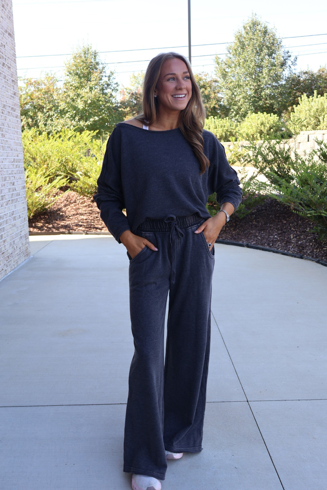 Mineral Washed Off Shoulder Top
