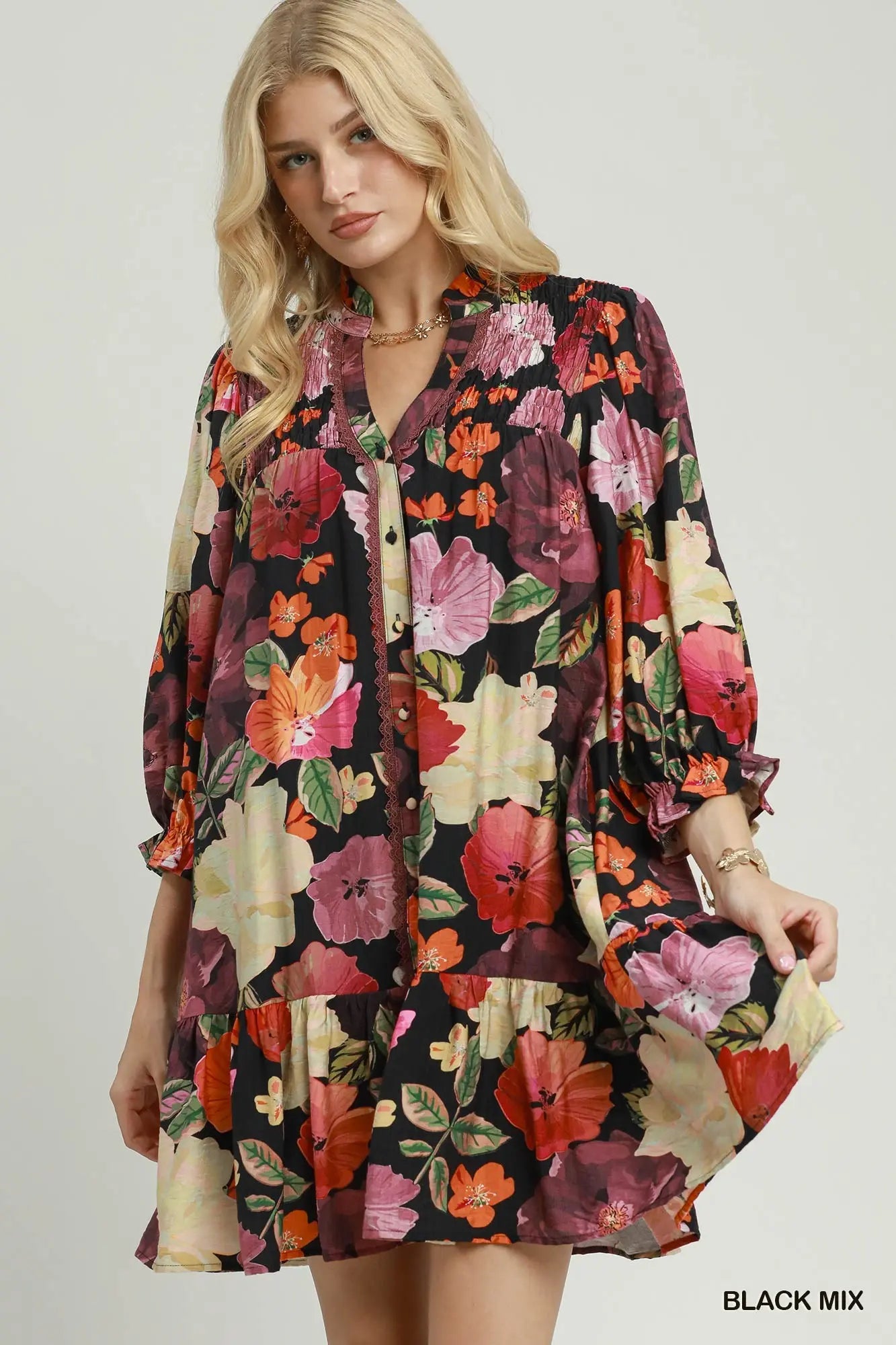 Lesly Floral Smocked Mini Dress