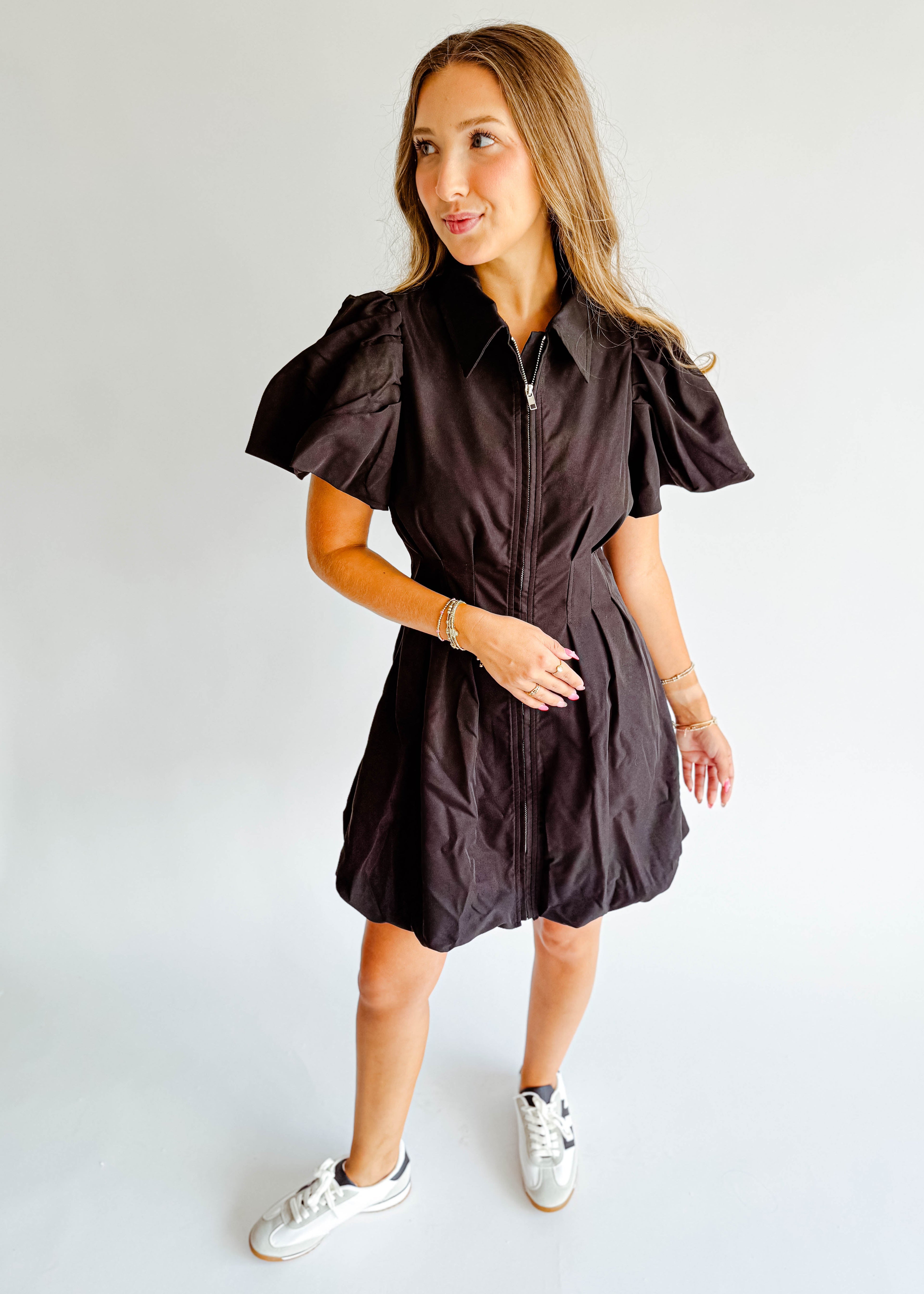 Katie Zip Up Mini Dress White / M