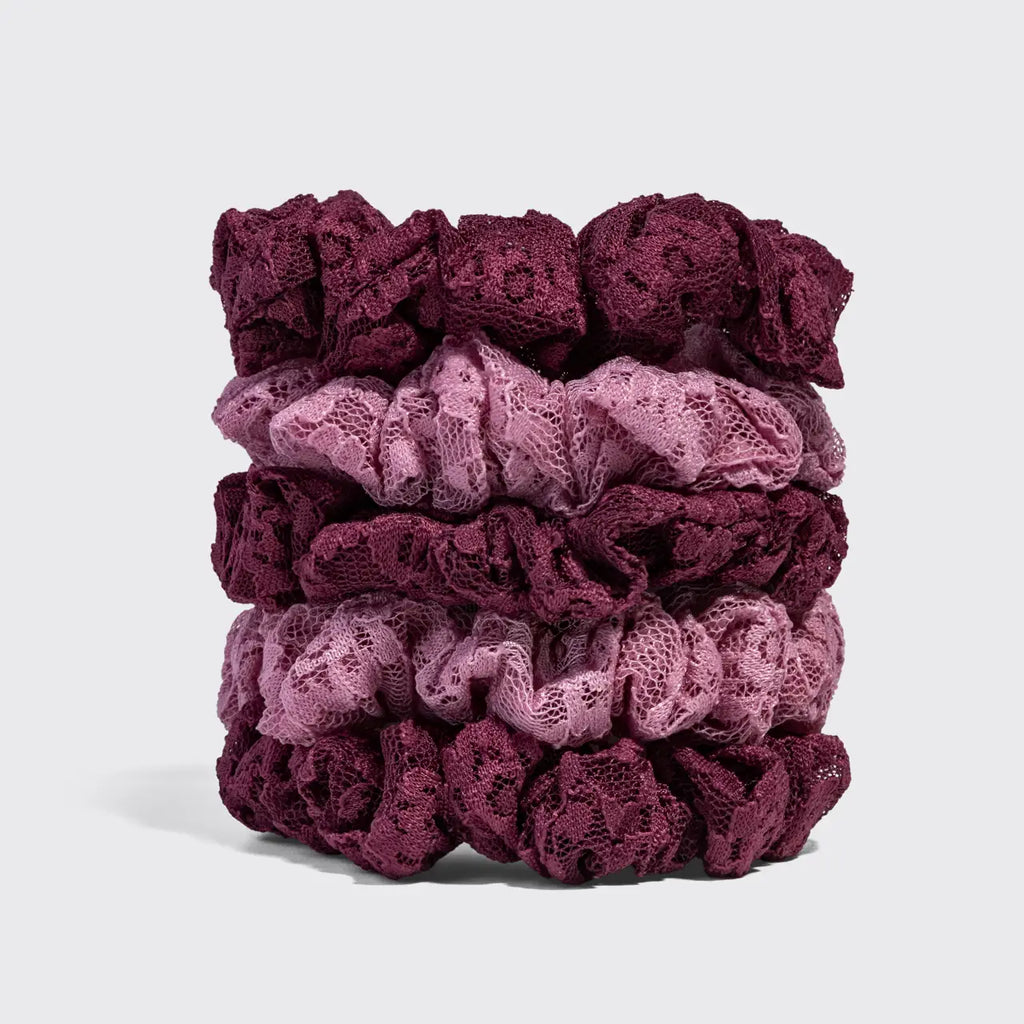 Ruched Lace Scrunchies 5pc Set