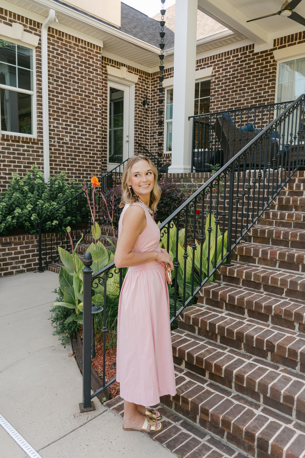 Maci Scalloped Button-Front Midi Dress