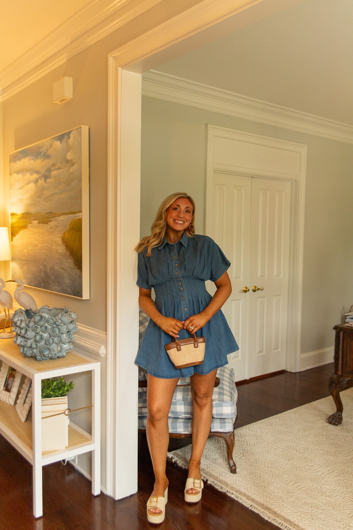 Paige Pleated Denim Mini Dress