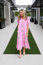 Sutton Embroidered Ruffle Midi Dress
