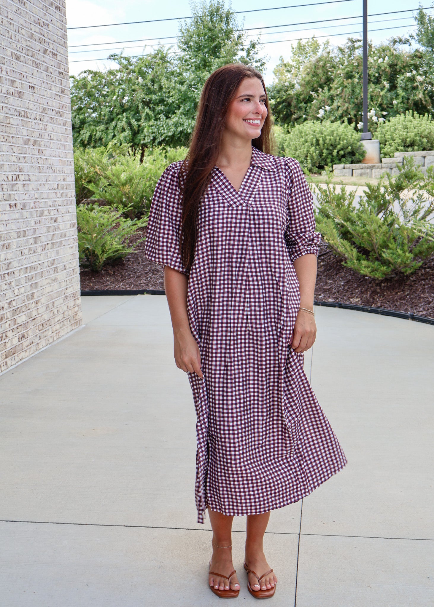 The Blakely Gingham Midi Dress