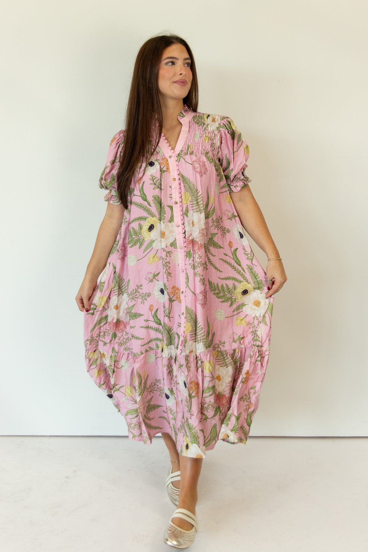 Eden Bloom Button Front Midi Dress