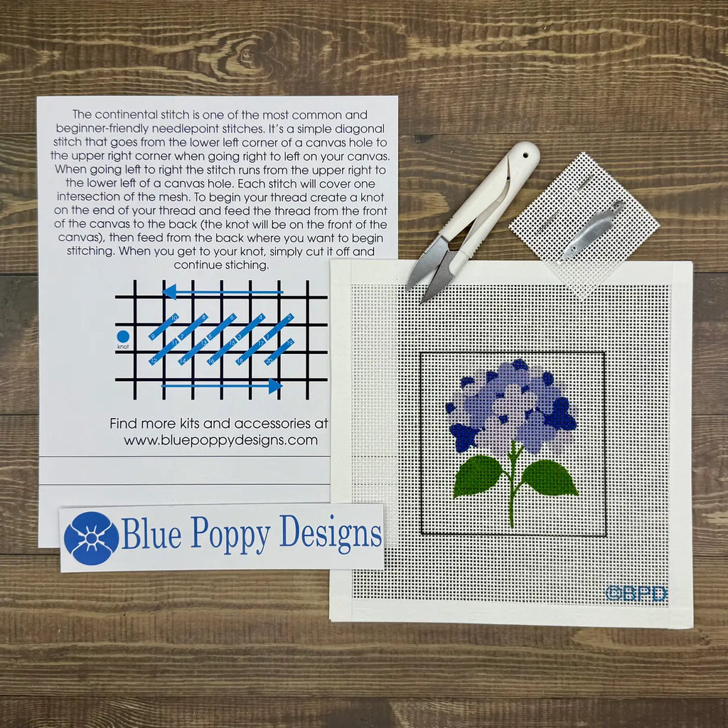 Blue Poppy Needlepoint Starter Kit