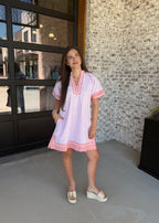 Maisie Striped Mixed V-Neck Mini Dress