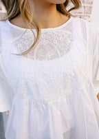 Embroidered Cotton Babydoll Blouse