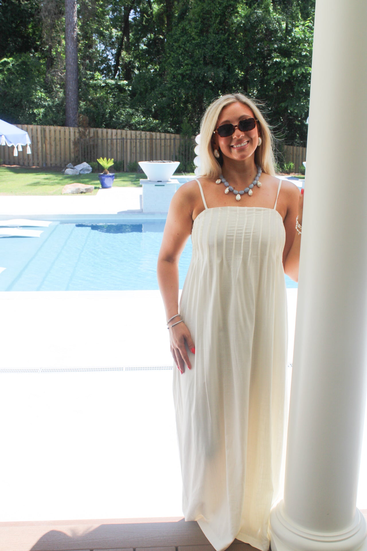 Penelope Pintuck Detailed Maxi Dress