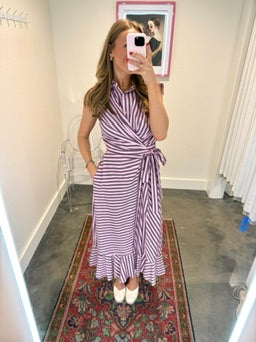 Anika Striped Tie Waist Midi Dress