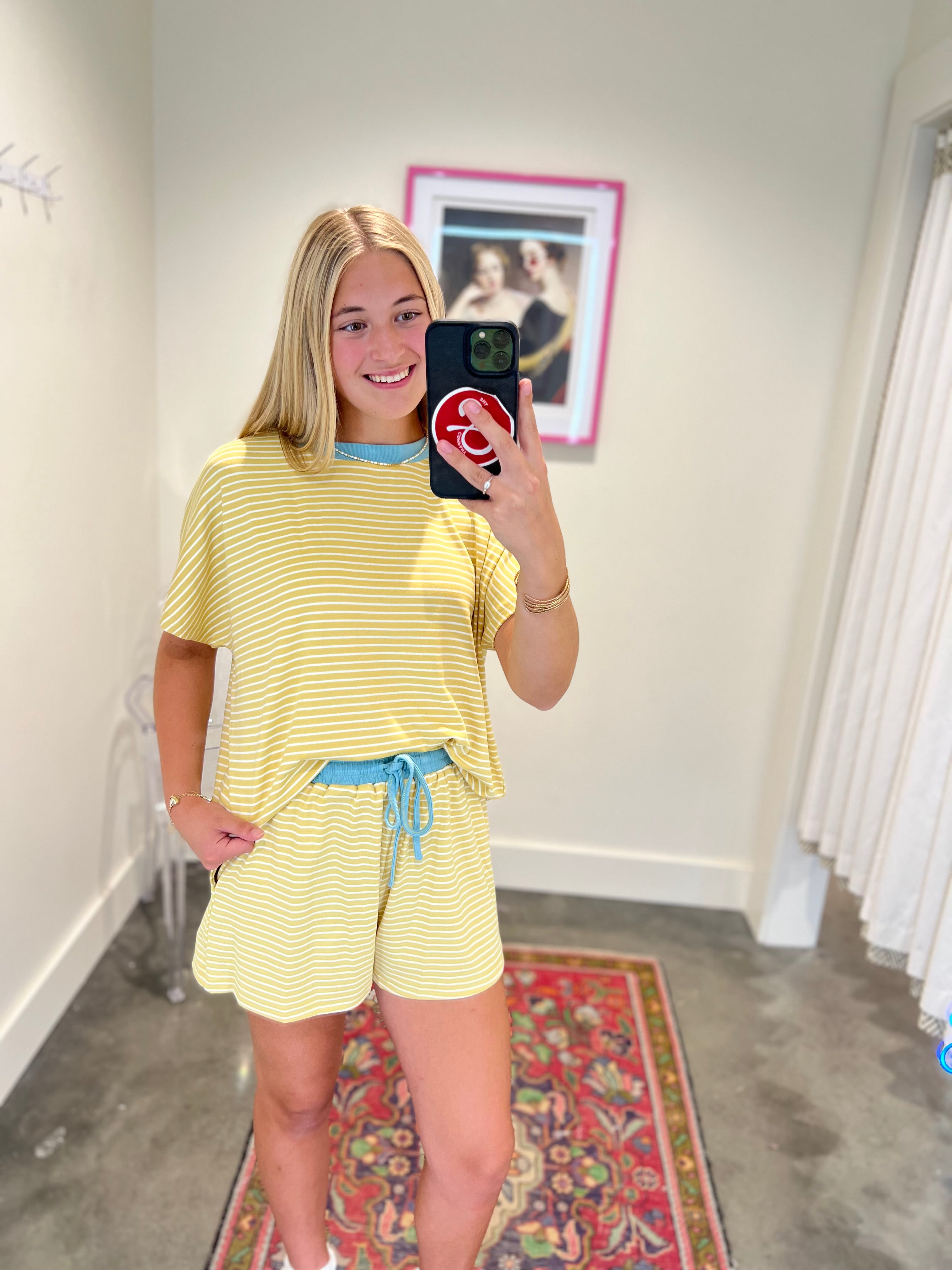 Brielle Stripe Shorts Set
