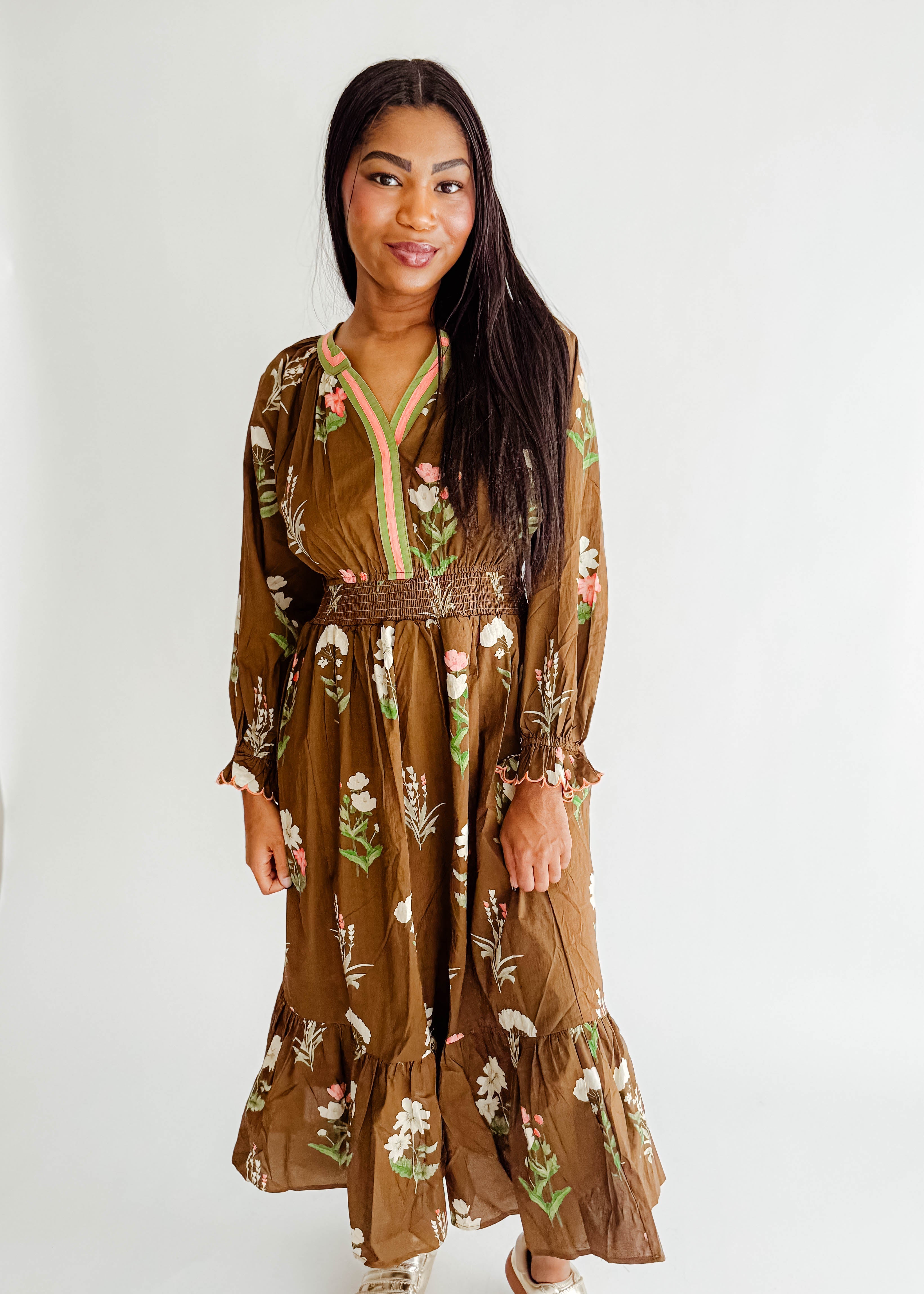 Fiona Floral Print Midi Dress