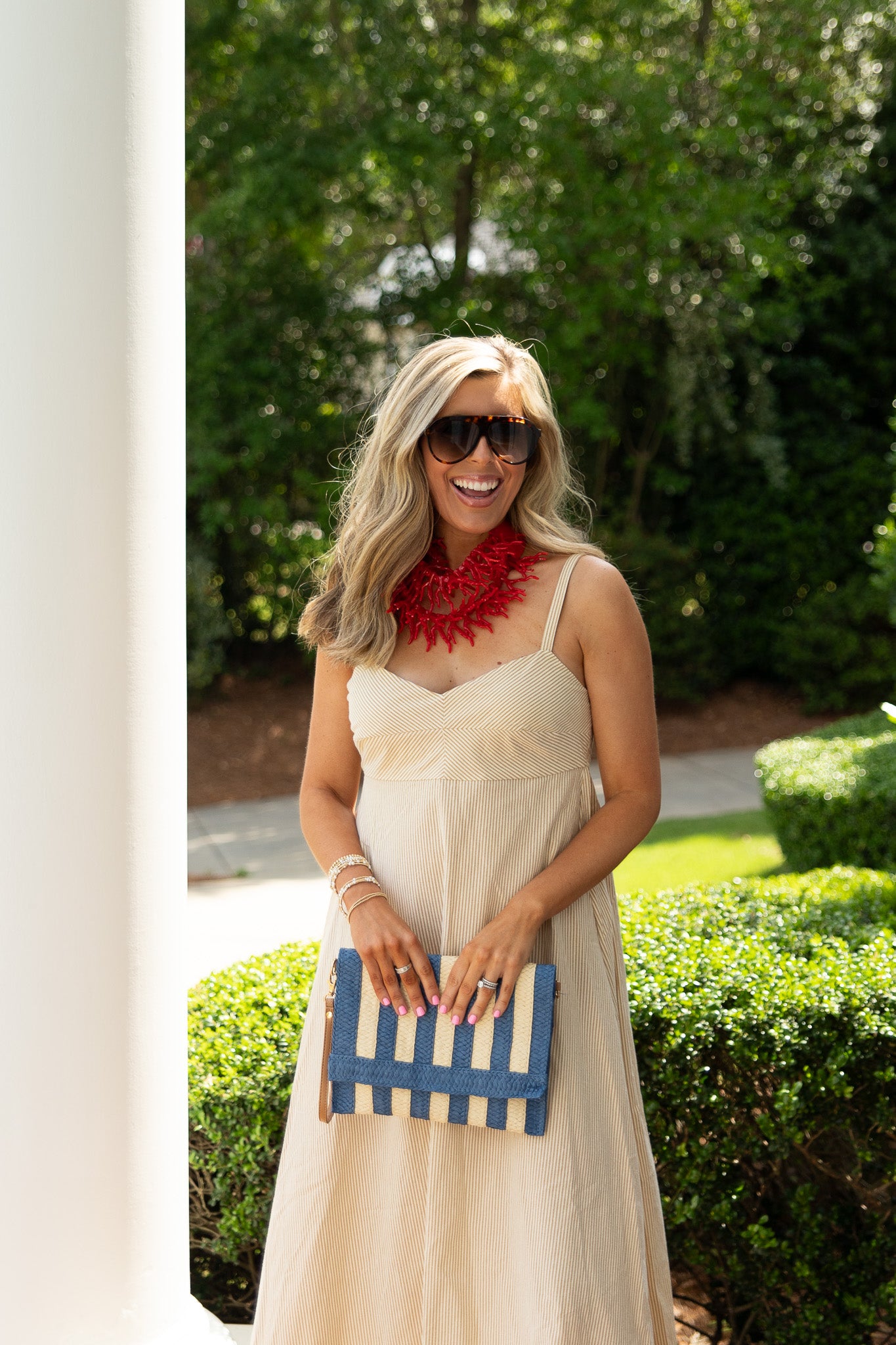 Rachel Striped Sleeveless Midi Dress