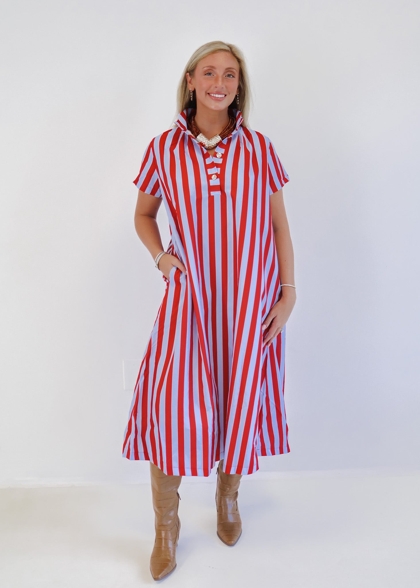 Mila Striped Midi Dress