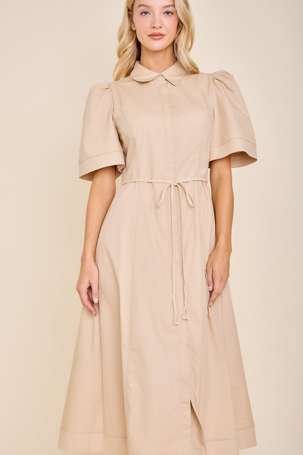 Althea Tie Waist Collar Dress