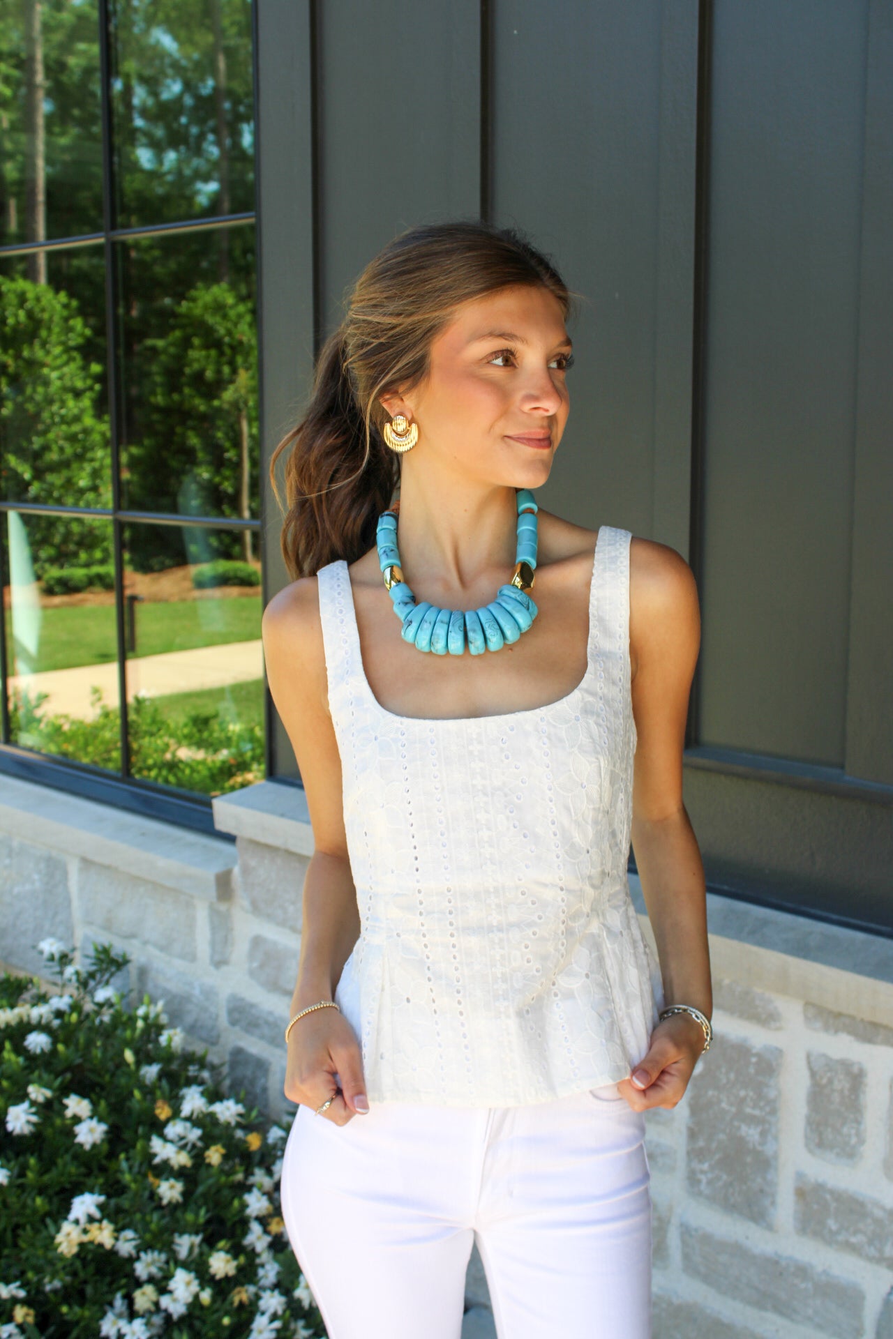 Sienna Eyelet Peplum Top