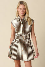 Mia Striped Belted Mini Dress