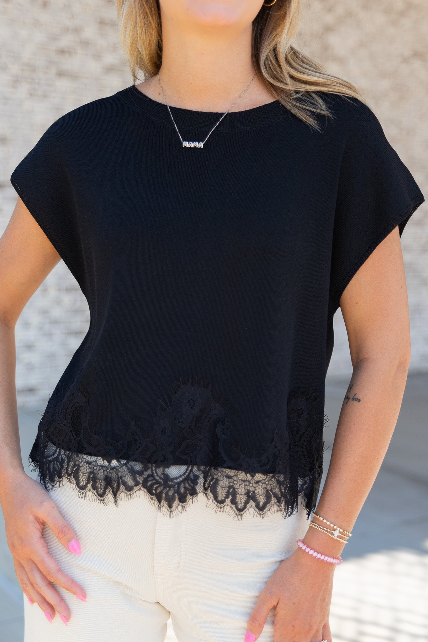 Lace Trim Boxy Tee