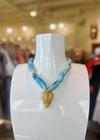Heart Pendant Scarf Necklace