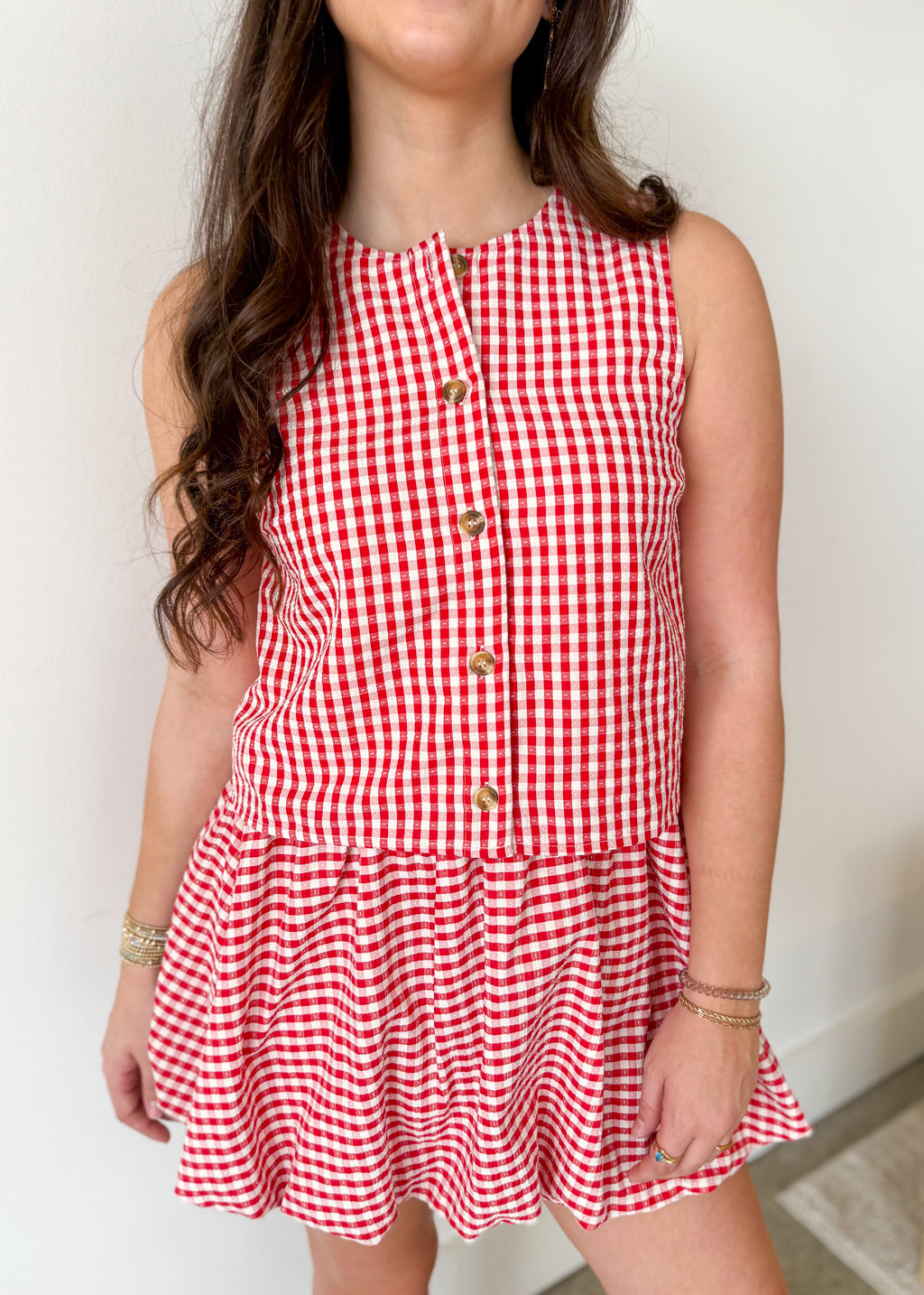 Lina Gingham Sleeveless Top