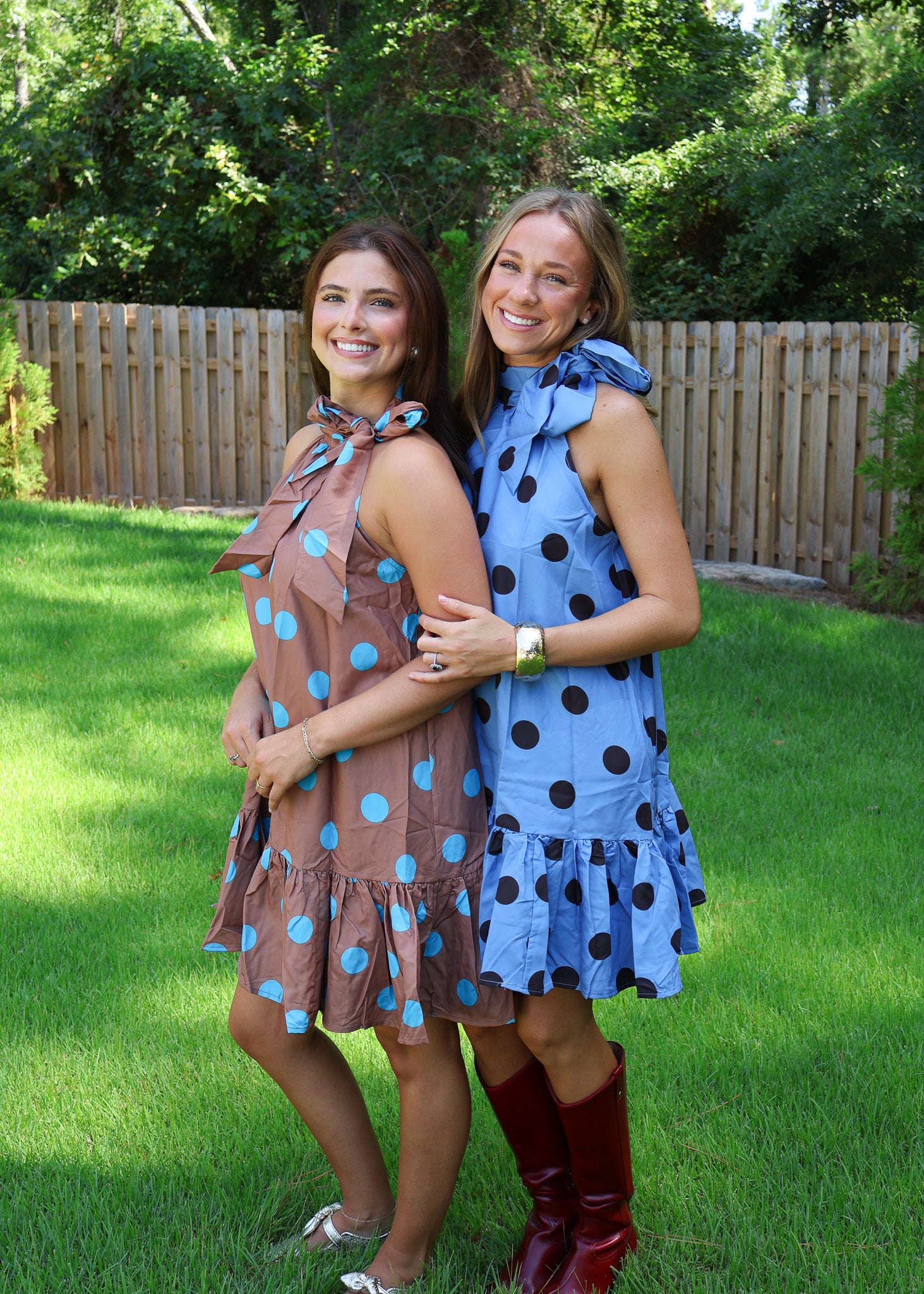 Celine Polka Dot Bow Neck Dress