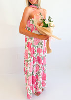 Aria Strapless Floral Maxi Dress With Convertible Scarf