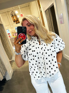 Lila Polka Dot Button-Down Top