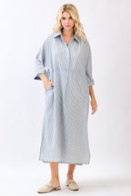 Gia Washed Striped Maxi Shirt Dress
