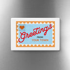 Personalized City Magnet - Postage Stamp Name Drop Design