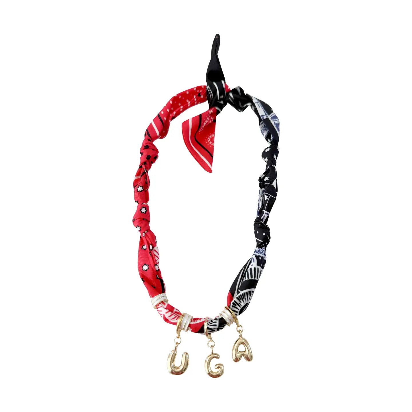Black & Red Bubble Letter Scarf Necklace