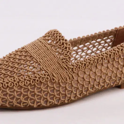 Bamboo Woven Net Slip On Penny Loafers