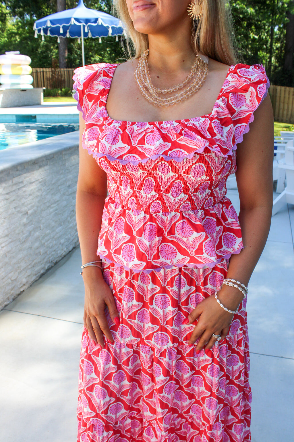 Bright Block Print Blouse