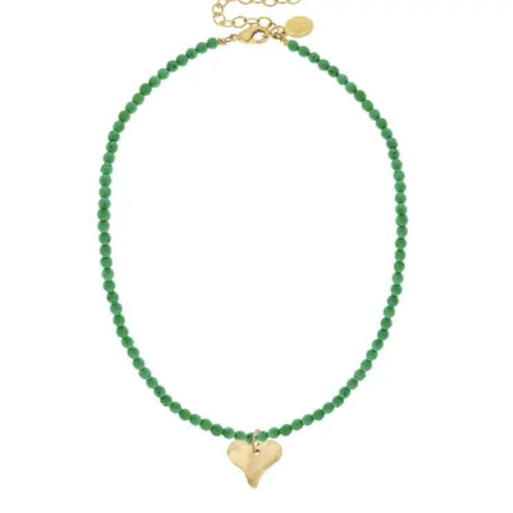 Gold Heart On Beaded Necklace