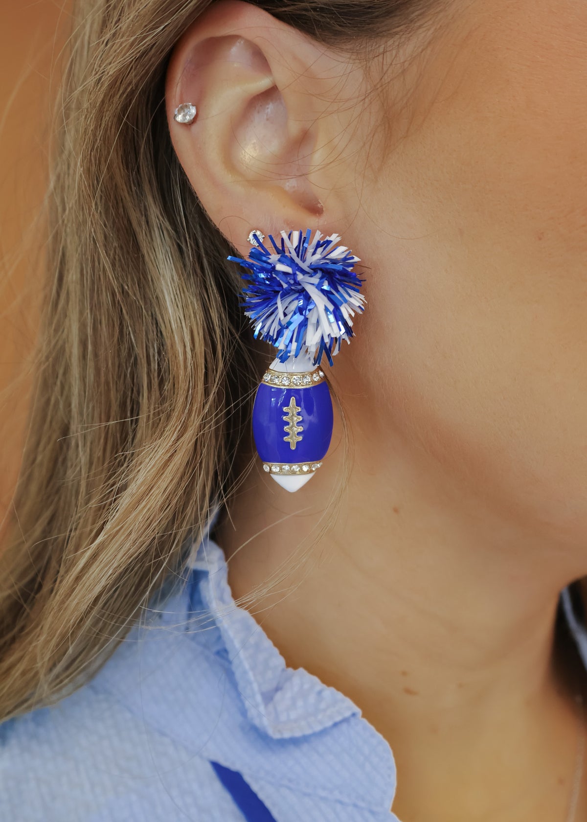 Pompom & Football Earrings