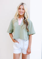 Mineral Washed Collar Top